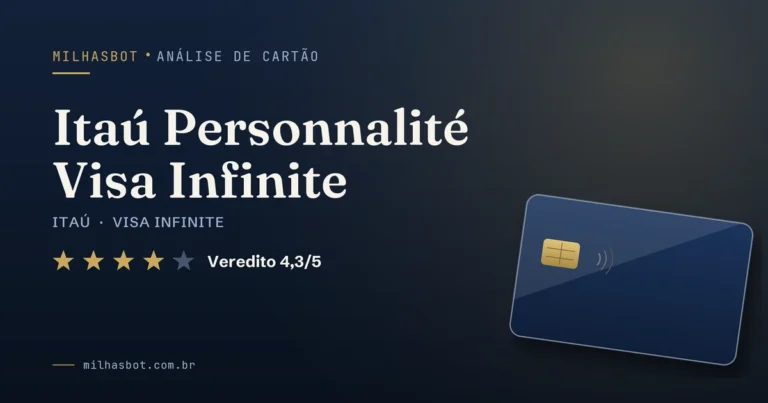 Arte de capa da análise MilhasBot do cartão Itaú Personnalité Visa Infinite.