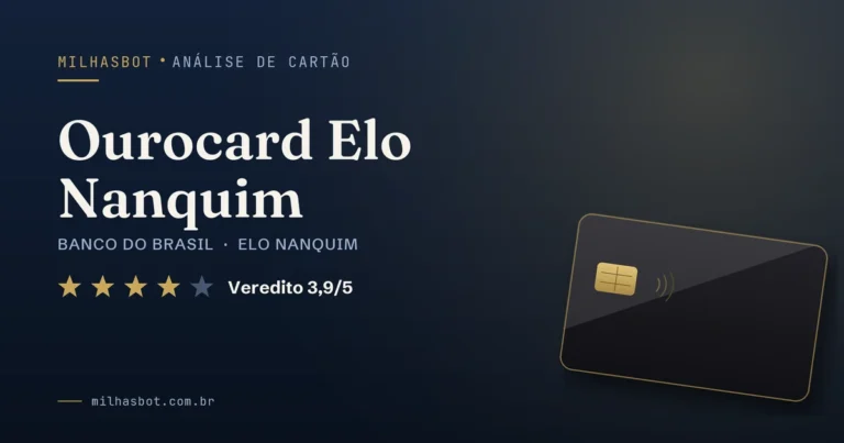 Arte de capa da análise MilhasBot do cartão Ourocard Elo Nanquim.