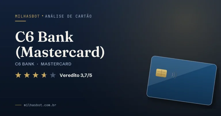 Arte de capa da análise MilhasBot do cartão C6 Bank (Mastercard).