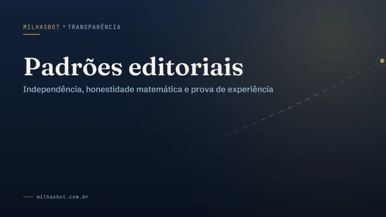 Arte de capa do MilhasBot: Padrões editoriais.