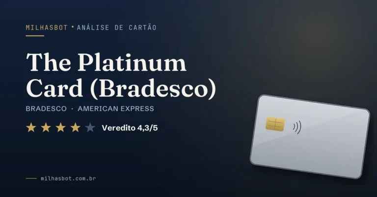 Arte de capa da análise MilhasBot do cartão The Platinum Card (Bradesco).
