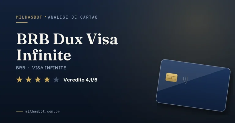 Arte de capa da análise MilhasBot do cartão BRB Dux Visa Infinite.