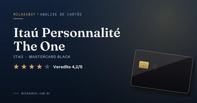 Arte de capa da análise MilhasBot do cartão Itaú Personnalité The One.