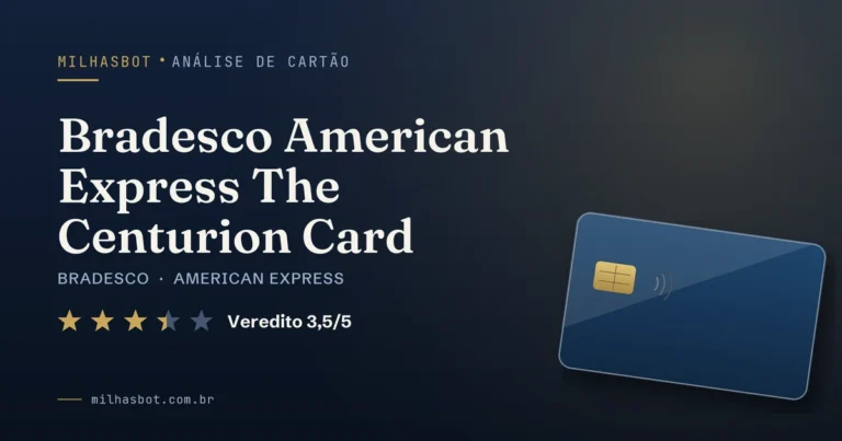 Arte de capa da análise MilhasBot do cartão Bradesco American Express The Centurion Card.