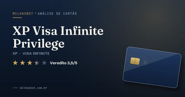 Arte de capa da análise MilhasBot do cartão XP Visa Infinite Privilege.