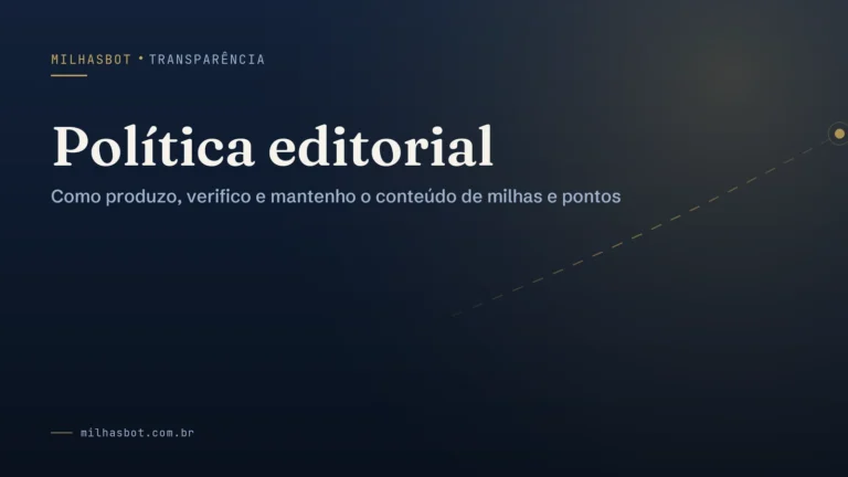 Arte de capa do MilhasBot: Política editorial.