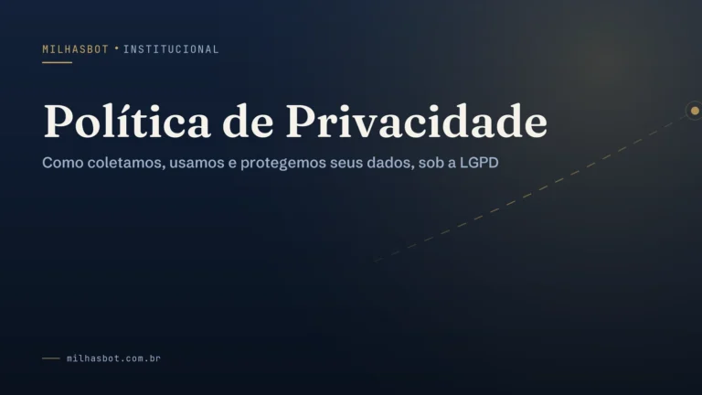 Arte de capa do MilhasBot: Política de Privacidade.