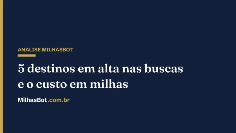 5 destinos em alta nas buscas: e o custo em milhas — MilhasBot