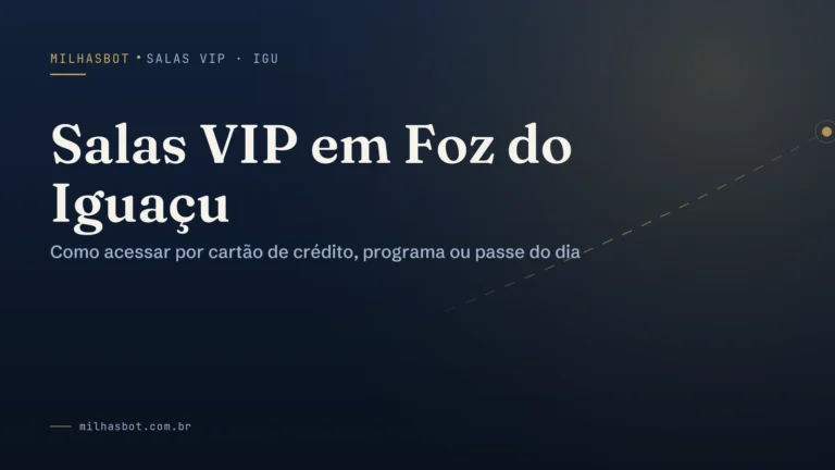 Arte de capa do MilhasBot: Salas VIP em Foz do Iguaçu.