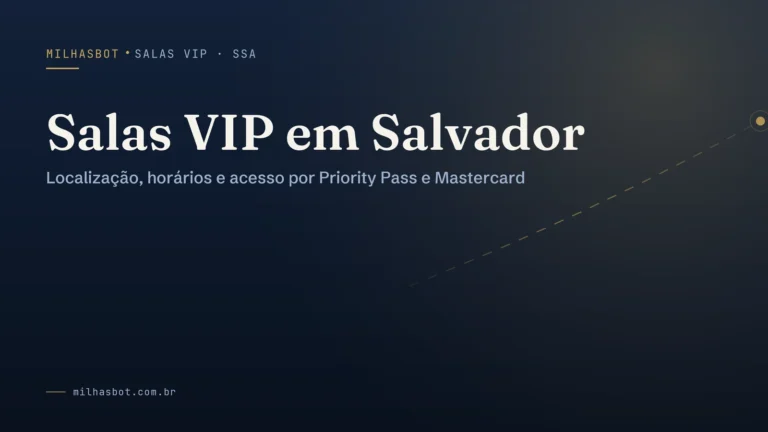 Arte de capa do MilhasBot: Salas VIP em Salvador.