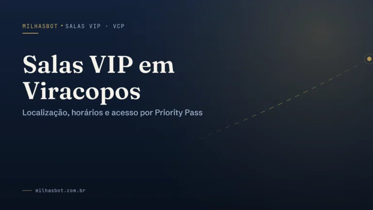 Arte de capa do MilhasBot: Salas VIP em Viracopos.
