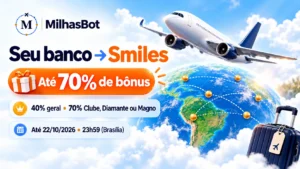 Bancos para Smiles: até 70% de bônus até 22/10