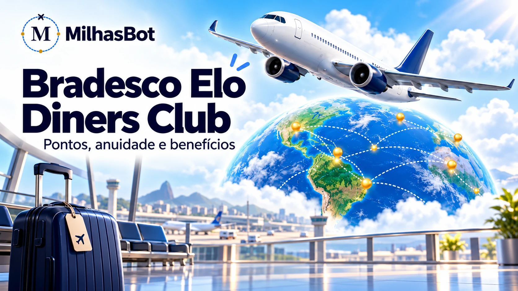 Bradesco Elo Diners Club: pontos, anuidade e salas VIP. Ilustração de viagem com o produto analisado.