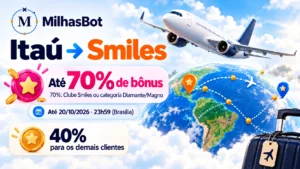 Itaú para Smiles: até 70% de bônus até 20/10