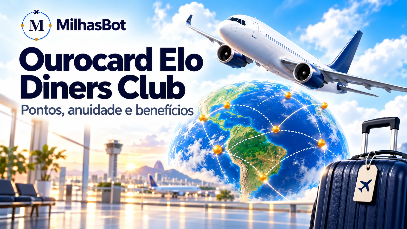 Ourocard Elo Diners Club: pontos, anuidade e salas VIP. Ilustração de viagem com o produto analisado.