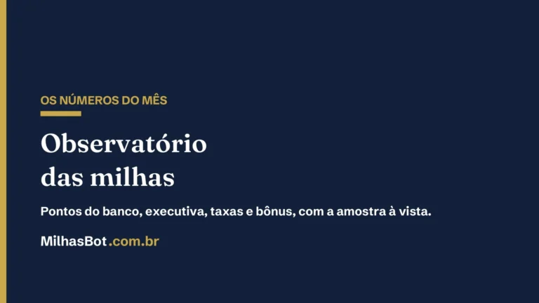 Observatório das milhas: os números do mês, MilhasBot